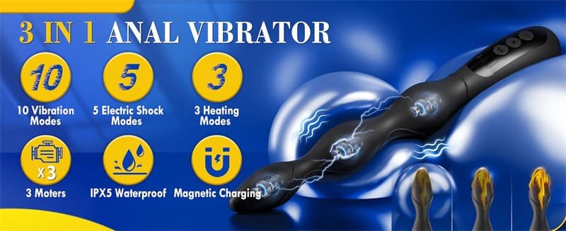 Hotsvibe Vibrating Anal Beads with 5 Electric Shock & 10 Vibrating & 3 Heating Modes Anal Vibrators for Men Women