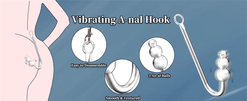 Hotsvibe Vibrating Anal Hook BDSM Sex Bondage Adjustable Behind Back Handcuffs Bondage Restraints Set