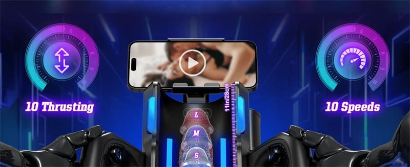 LETEN Cannon King Pro Automatic Male Masturbator with 12cm Long Piston & 12times/s Thrusting with Phone Holder