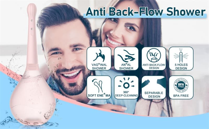 Light Pink Anal Douche Dottle Anal Enema Bulb with 5 Spouts Anti Back Flow Anal Douche for Men Women 9