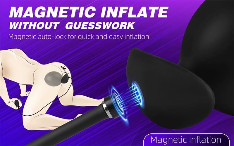 Magnetic Inflatable Butt Plug with Rolling Steel Ball Safe T Base Silicone Butt Plug Wearable Inflatable Dildo 09
