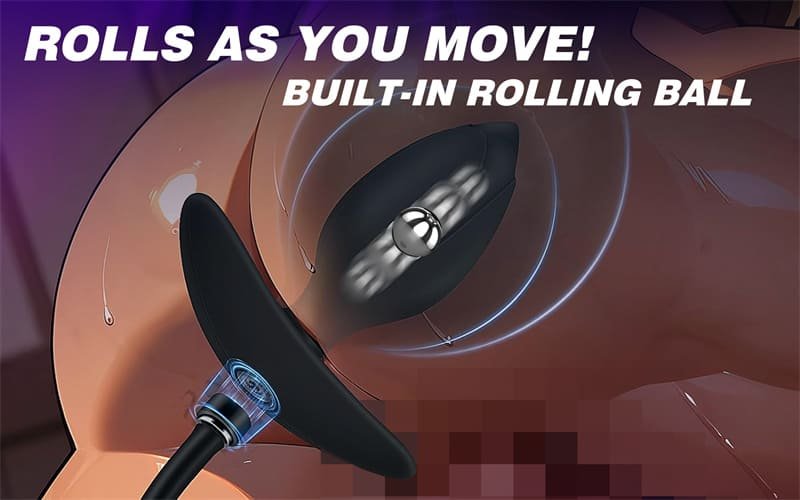 Magnetic Inflatable Butt Plug with Rolling Steel Ball Safe T Base Silicone Butt Plug Wearable Inflatable Dildo 14