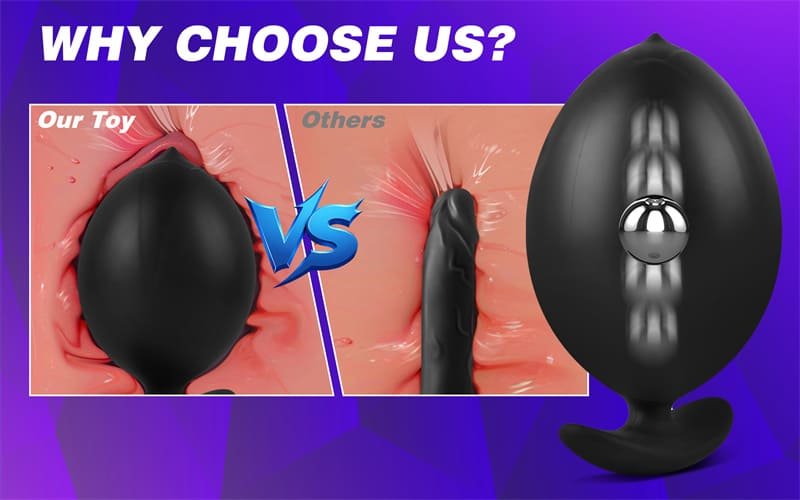 Magnetic Inflatable Butt Plug with Rolling Steel Ball Safe T Base Silicone Butt Plug Wearable Inflatable Dildo 16