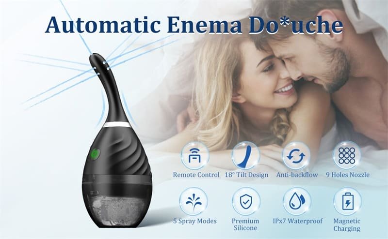 Mr.heer Automatic Anal Douche, 9 Holes Electric Enema with 5 Speeds Anti Backflow Anal Enema Cleaner Douches