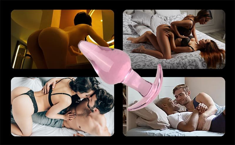 Pink Glass Butt Plug Crystal Glass Anal Plug Anal Training for Beginners