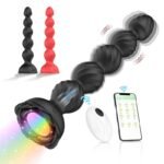 Rose Vibrating Anal Beads with 10 Vibrating Modes APP Silicone Luminous Anal Vibrator with Remote Control