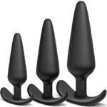 Silicone Butt Plug 3 PCS Anal Plugs Training Set for Beginners Advanced Users with Flared Base Anal Training