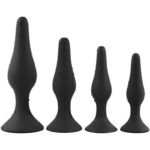 Soft Silicone Butt Plugs Beginners Starter Set for Women Men Black Anal Plugs Trainer 4 Piece Set