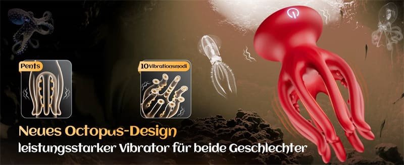 Tentacle Shaped Male Masturbator Penis Vibrator with 10 Vibrations Glans Trainer 360° Tentacle Wrap Male Stroker