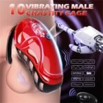 Trapped Dragon Vibrating Chastity Cage with 10 Vibrations, App & Remote Control Chastity Device with 5 Rings 2 Keys - Image 2