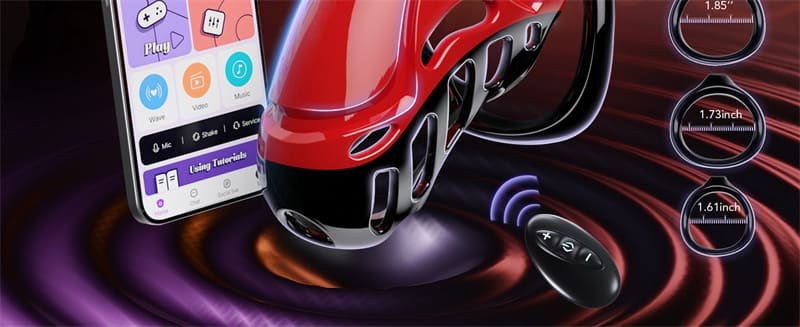 Trapped Dragon Vibrating Chastity Cage with 10 Vibrations, App & Remote Control Chastity Device with 5 Rings 2 Keys