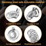 Updaged Male Chastity Device Cock Cage with 3 Different Sized Rings & 3 Keys Large Metal Chastity Cage - Image 4