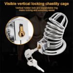 Updaged Male Chastity Device Cock Cage with 3 Different Sized Rings & 3 Keys Large Metal Chastity Cage - Image 6