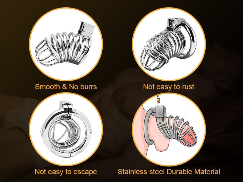 Updaged Male Chastity Device Cock Cage with 3 Different Sized Rings 3 Keys Large Metal Chastity Cage 9