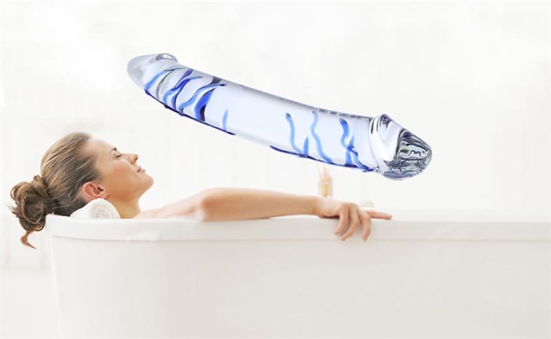 10 Inch Blue Swirl Glass Double Ended Dildo Hotsvibe Huge Crystal Glass Dildo Pleasure Sex Toy for Men Women 9