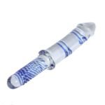 11.4 Inch Large Blue Swirl Glass Dildo, Hotsvibe Crystal Glass Butt Plug Sex Toy for Women Lesbian Gay