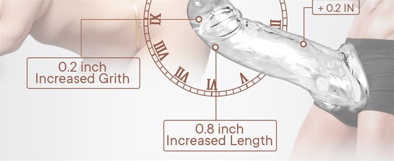 3 Sizes Clear Penis Sleeve Extender for Men Soft Silicone Cock Sleeve Set Reusable Penis Extension Girth Enhancer