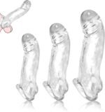 3 Sizes Clear Penis Sleeve Extender for Men Soft Silicone Cock Sleeve Set Reusable Penis Extension Girth Enhancer