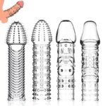 4 Pack Reusable Penis Sleeves Clear Penis Extender Sex Toy for Men Delay Ejaculation
