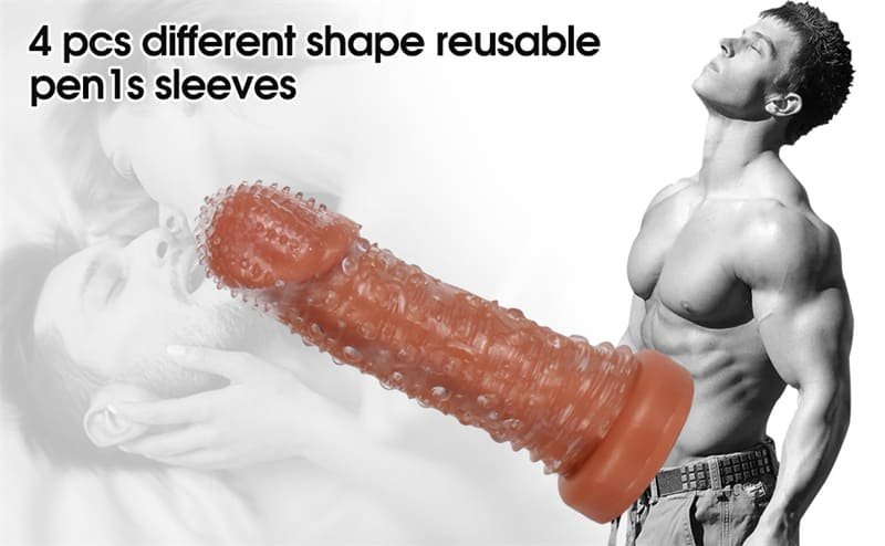 4 Pack Reusable Penis Sleeves Clear Penis Extender Sex Toy for Men Delay Ejaculation