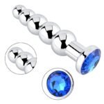 5.51 Inch Metal Anal Beads, Blue Jewelry Metal Butt Plug with 5 Graduated Balls Fetish Kinky Sex Toys