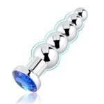 5.51 Inch Metal Anal Beads, Blue Jewelry Metal Butt Plug with 5 Graduated Balls Fetish Kinky Sex Toys - Image 2
