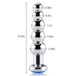 5.51 Inch Metal Anal Beads, Blue Jewelry Metal Butt Plug with 5 Graduated Balls Fetish Kinky Sex Toys - Image 3