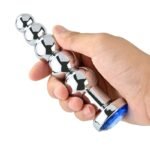 5.51 Inch Metal Anal Beads, Blue Jewelry Metal Butt Plug with 5 Graduated Balls Fetish Kinky Sex Toys - Image 4