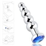 5.51 Inch Metal Anal Beads, Blue Jewelry Metal Butt Plug with 5 Graduated Balls Fetish Kinky Sex Toys - Image 5