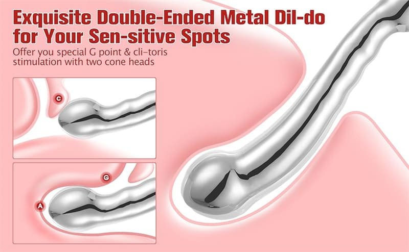 7.48 Inch Double Ended Metal Dildo Sex Toys Stainless Steel G-spot Massage Dildo for Adult Sex Game