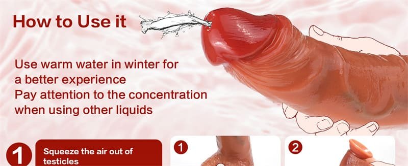 8 Inch Squirting Dildo Ejaculating Toy Soft Feel Like Real Skin Realistic Dildos with Strong Suction Cup