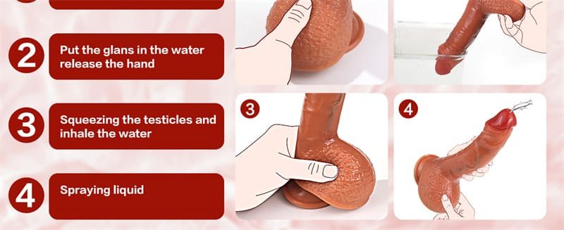 8 Inch Squirting Dildo Ejaculating Toy Soft Feel Like Real Skin Realistic Dildos with Strong Suction Cup