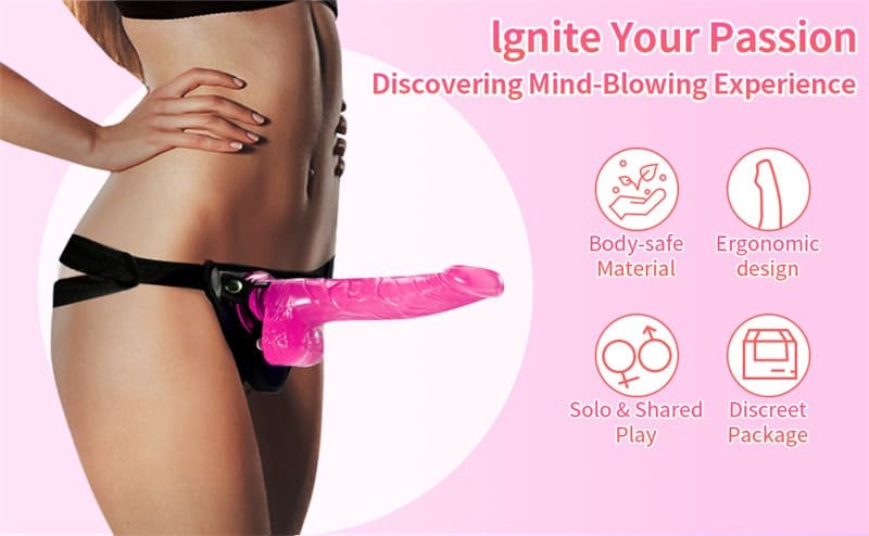 8.31 Inch Pink Strap on Dildo with Harness, Wearable Realistic Dildo with Strong Suction Cup Sex Toys for Women