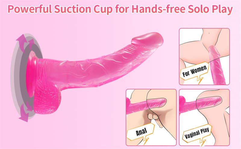 8.31 Inch Pink Strap on Dildo with Harness, Wearable Realistic Dildo with Strong Suction Cup Sex Toys for Women