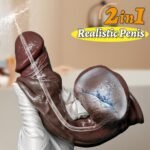8.46 Inch Dark Brown Squirting Dildo Ejaculating Sex Toy with Suction Cup  Realistic Movable Foreskin Dildo - Image 2