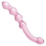 8.46 Inch Pink Glass Double-Ended Dildo with Beads Butt Plugs Crystal Glass Dildo Sex Toy for Women Lesbian
