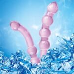 8.46 Inch Pink Glass Double-Ended Dildo with Beads Butt Plugs Crystal Glass Dildo Sex Toy for Women Lesbian - Image 5