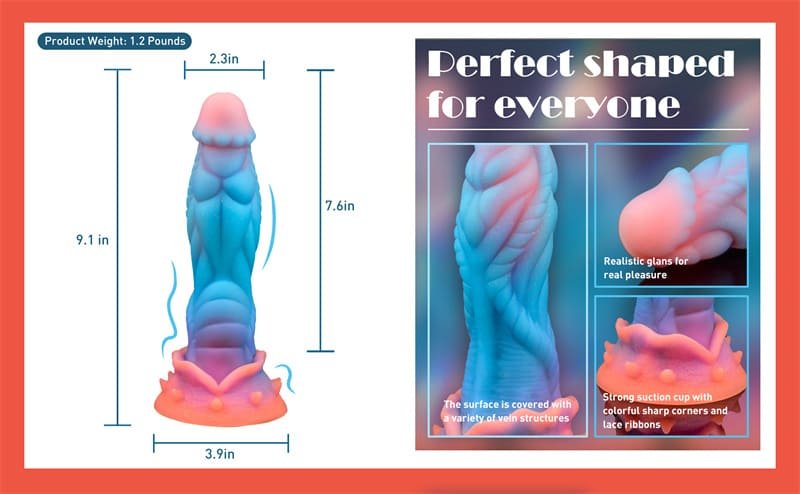 9.1 Inch Fantasy Alien Dildo Dragon Dildo Soft Monster Dildos with Raised Texture with Suction Cup