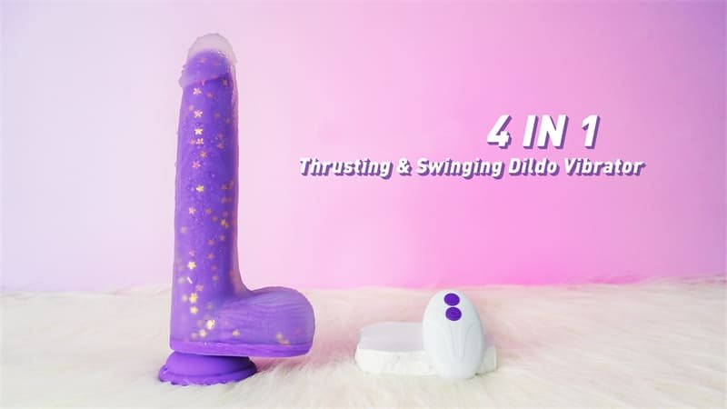 9.25 Inch Purple Thrusting Dildo Vibrator with 5 Thrusting Swinging 7 Vibration Modes Realistic Soft Silicone Dildo 7