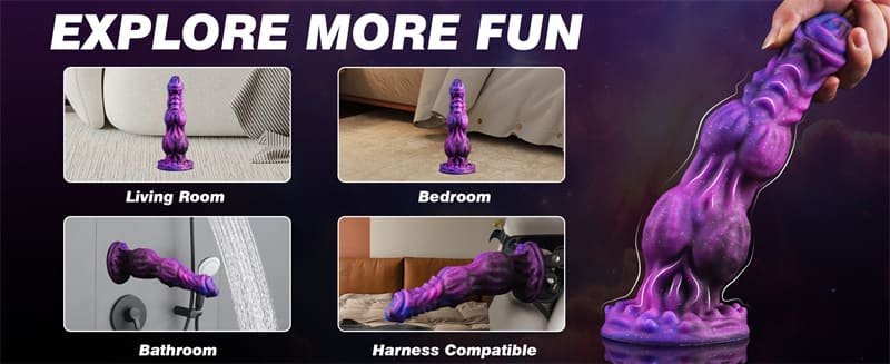 9.65 Inch Monster Dildo Fantasy Horse Dildo with 2 Big Knots, Thick Dog Dragon Dildos Huge Knot Dildos with Suction Cup