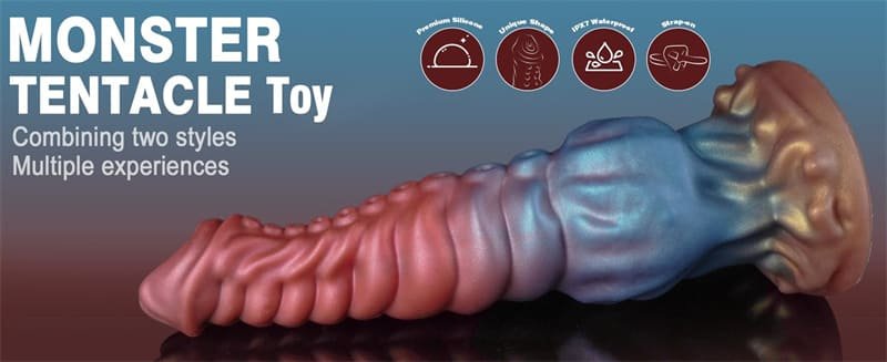 9.7 Inch Huge Fantasy Monster Tentacle Dildo, Hotsvibe Large Dragon Horse Alien Silicone Knotted Dildo with Suction Cup