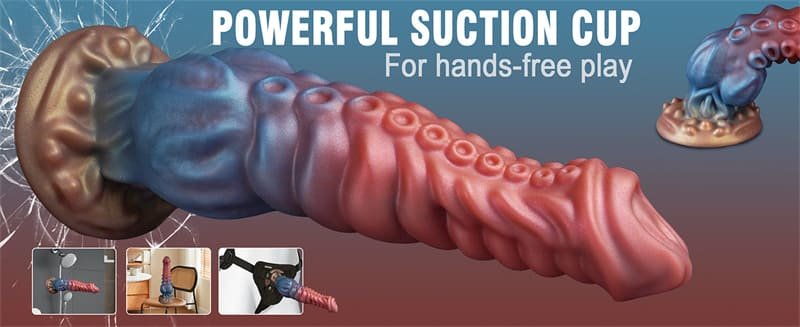 9.7 Inch Huge Fantasy Monster Tentacle Dildo, Hotsvibe Large Dragon Horse Alien Silicone Knotted Dildo with Suction Cup