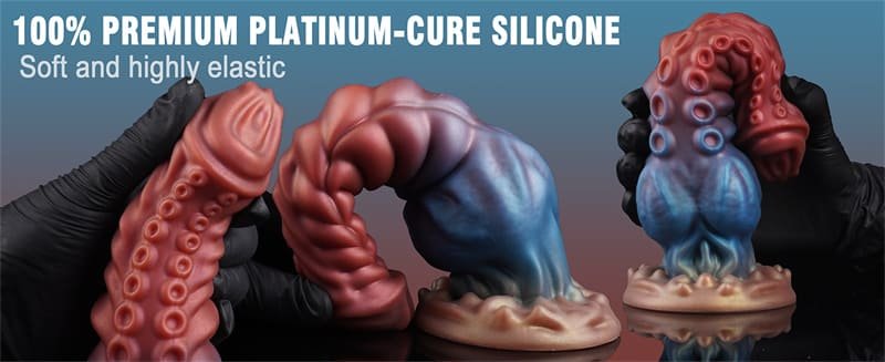 9.7 Inch Huge Fantasy Monster Tentacle Dildo, Hotsvibe Large Dragon Horse Alien Silicone Knotted Dildo with Suction Cup