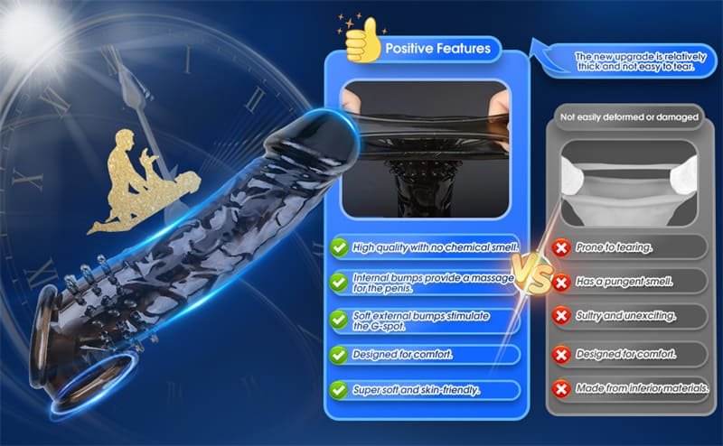Black Penis Sleeve Sex Toys Soft Reusable Penis Extender Delay Ejaculation Enhance Erection