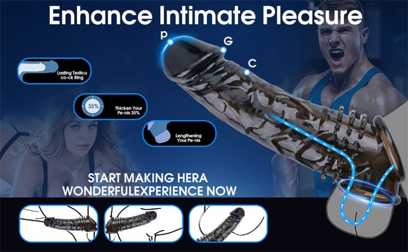 Black Penis Sleeve Sex Toys Soft Reusable Penis Extender Delay Ejaculation Enhance Erection