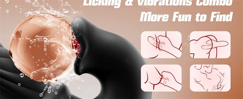 Black Thrusting Vibrator Sex Toys with 7 Thrusting & 10 Tongue Licking Vibrating Modes APP Rabbit Vibrator G Spot Dildos