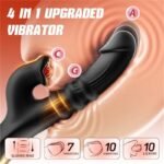Black Thrusting Vibrator Sex Toys with 7 Thrusting & 10 Tongue Licking Vibrating Modes APP Rabbit Vibrator G Spot Dildos - Image 2
