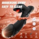 Black Thrusting Vibrator Sex Toys with 7 Thrusting & 10 Tongue Licking Vibrating Modes APP Rabbit Vibrator G Spot Dildos - Image 4