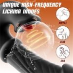 Black Thrusting Vibrator Sex Toys with 7 Thrusting & 10 Tongue Licking Vibrating Modes APP Rabbit Vibrator G Spot Dildos - Image 5