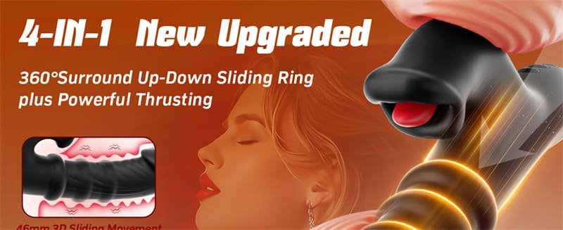 Black Thrusting Vibrator Sex Toys with 7 Thrusting & 10 Tongue Licking Vibrating Modes APP Rabbit Vibrator G Spot Dildos